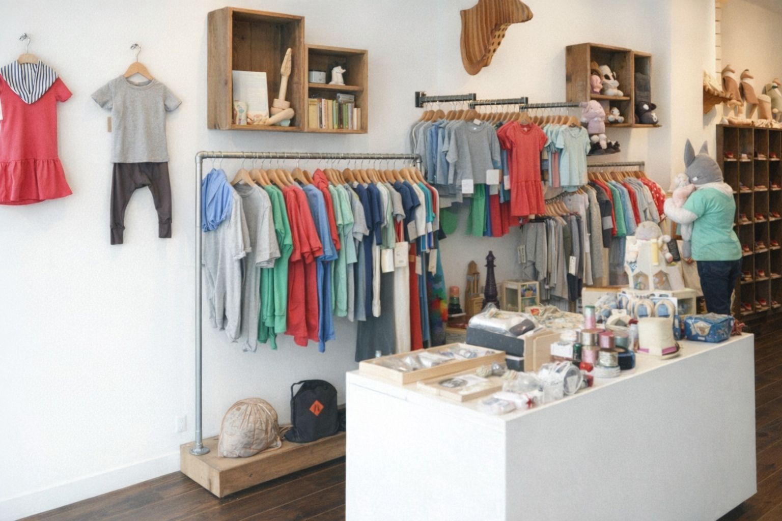 Kolorowe ubrania dziecięce w butiku Kids Brand Store.